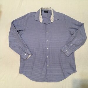Tailorbyrd Collection Mens Blue Gingham Non Iron Trim Fit Shirt 17 1/2 34/35‎